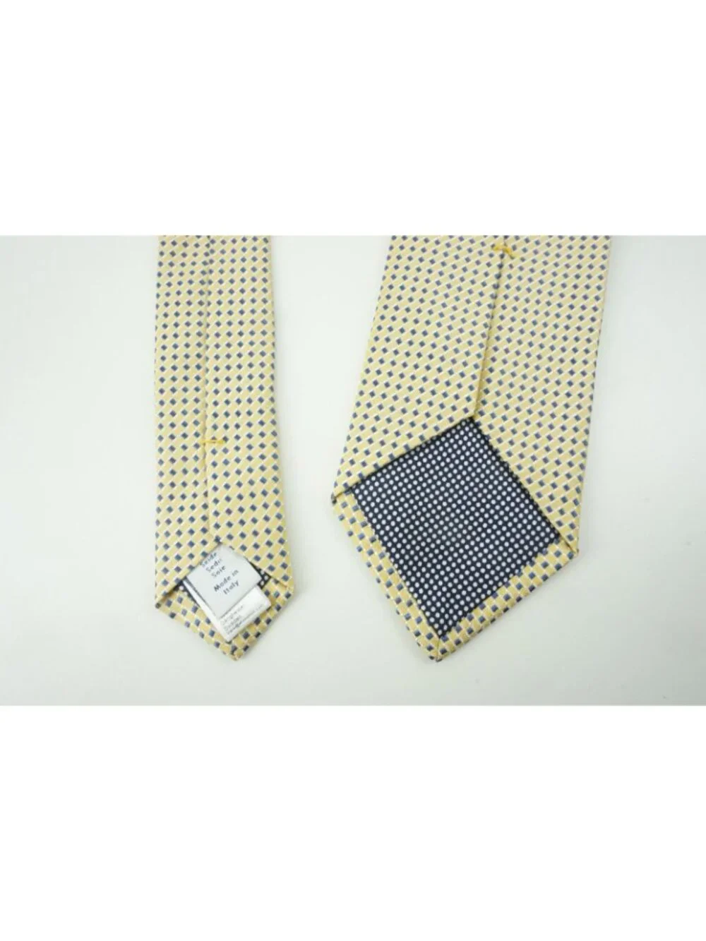 Eton Banana Yellow Sapphire Blue Geometric 100% Silk Tie Brand New With Tags